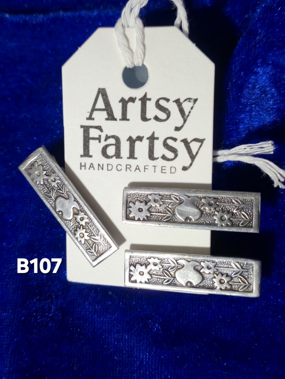 Very Cute Handcrafted Floral Silver Hair Clips